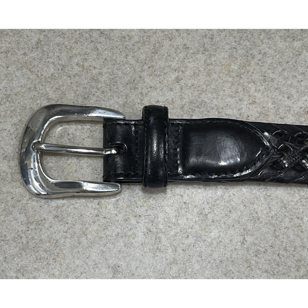 Vintage 1997 Brighton Braided Women’s Leather Belt Size 36 Black - Picture 2 of 7